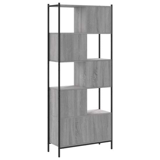 Cassis Wooden Bookcase With 5 Shelves In Grey Sonoma Oak_5