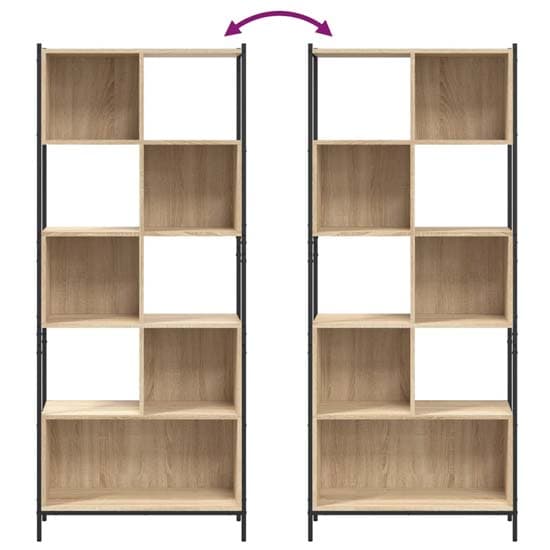 Cassis Wooden Bookcase With 5 Shelves In Sonoma Oak_6