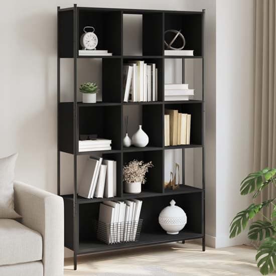 Cassis Wooden Bookcase With 7 Shelves In Black_1