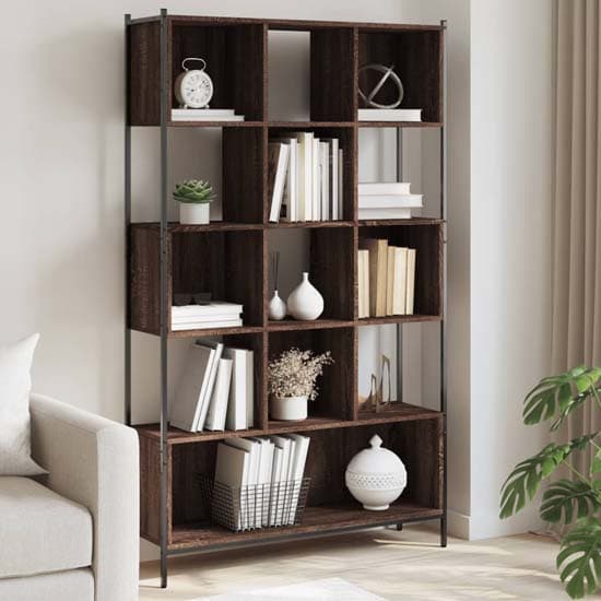 Cassis Wooden Bookcase With 7 Shelves In Brown Oak_1