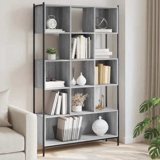 Cassis Wooden Bookcase With 7 Shelves In Grey Sonoma Oak_1