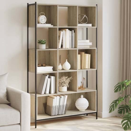 Cassis Wooden Bookcase With 7 Shelves In Sonoma Oak_1