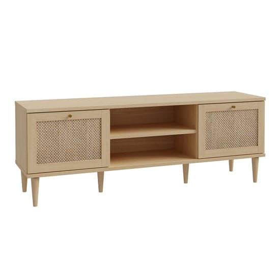 Cassis Wooden TV Stand With 2 Doors In Light Oak Effect_2