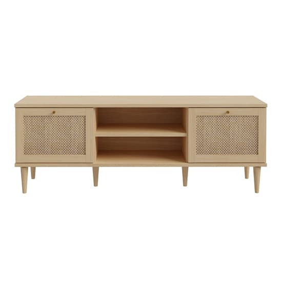 Cassis Wooden TV Stand With 2 Doors In Light Oak Effect_4