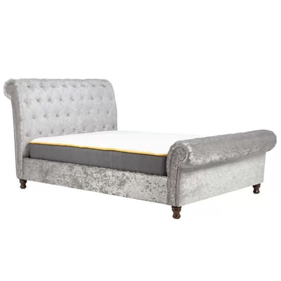 Castella Fabric Double Bed In Steel Crushed Velvet_2