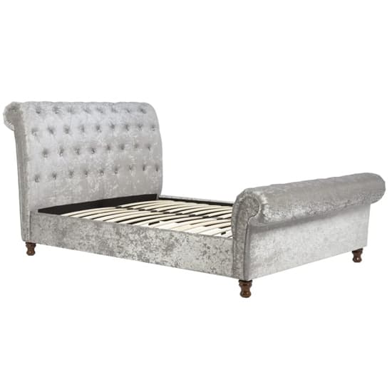 Castella Fabric Double Bed In Steel Crushed Velvet_3