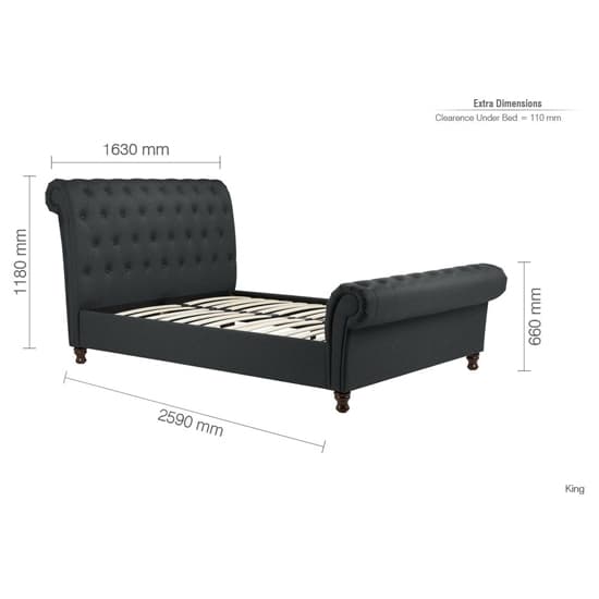 Castella Fabric King Size Bed In Charcoal_7