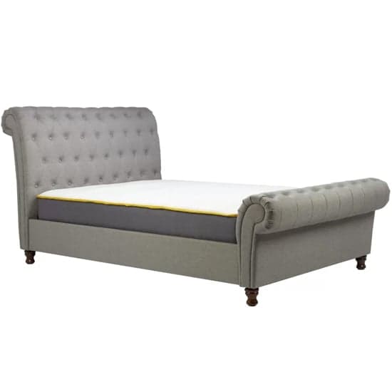 Castella Fabric King Size Bed In Grey_2