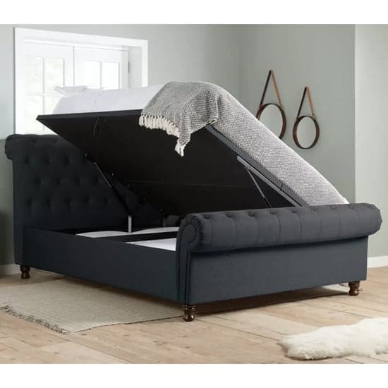 Castella Fabric Ottoman Double Bed In Charcoal_2