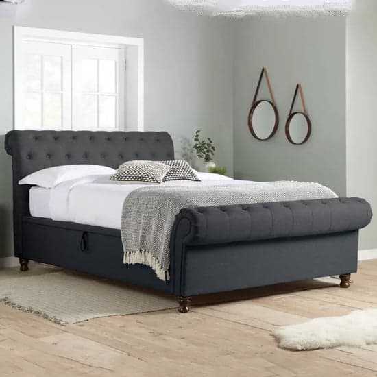 Castella Fabric Ottoman Double Bed In Charcoal_1
