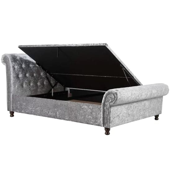 Castella Fabric Ottoman Double Bed In Steel Crushed Velvet_4