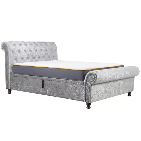 Castella Fabric Ottoman Double Bed In Steel Crushed Velvet_5