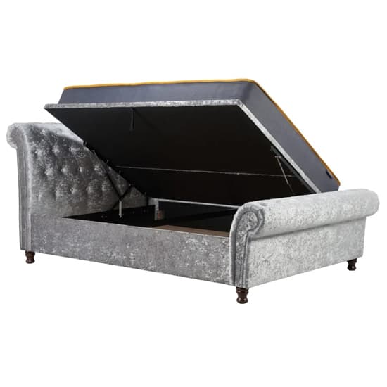 Castella Fabric Ottoman King Size Bed In Steel Crushed Velvet_3