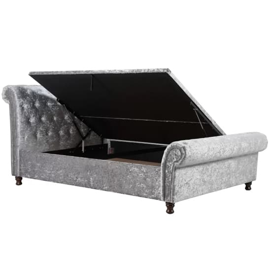 Castella Fabric Ottoman King Size Bed In Steel Crushed Velvet_4