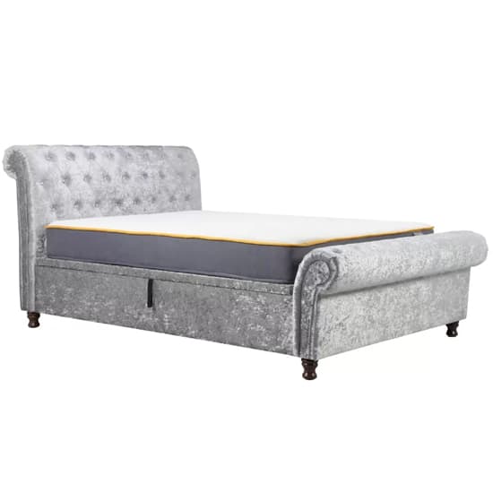 Castella Fabric Ottoman King Size Bed In Steel Crushed Velvet_5