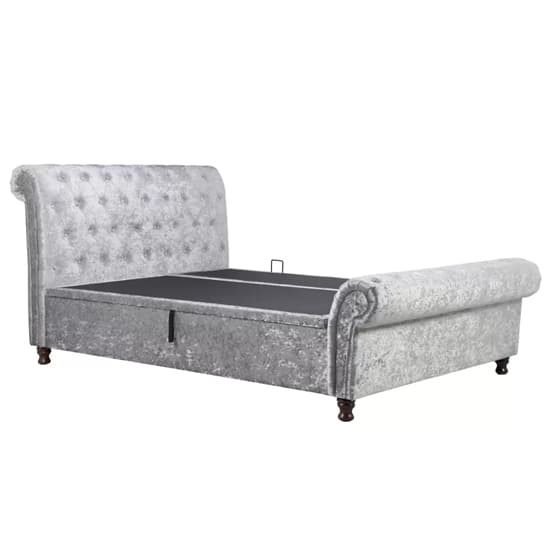 Castella Fabric Ottoman King Size Bed In Steel Crushed Velvet_6