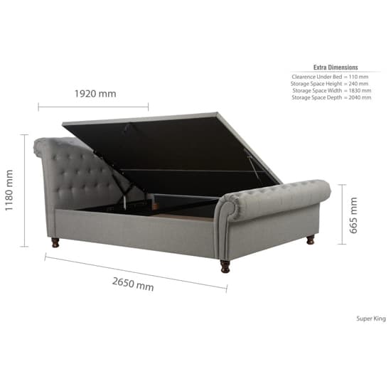 Castella Fabric Ottoman Super King Bed In Grey Furniture in Fashion