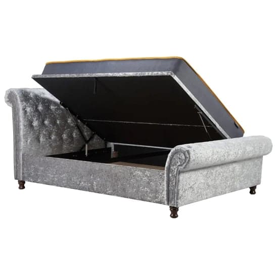 Castella Fabric Ottoman Super King Bed In Steel Crushed Velvet_3