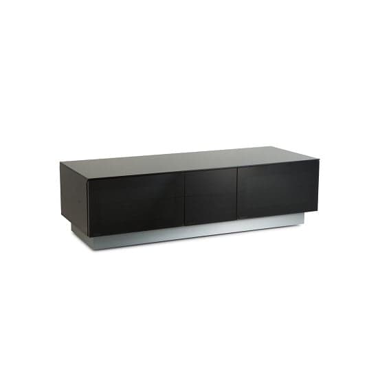 Elements Large Glass TV Stand With 2 Glass Doors In Black_2