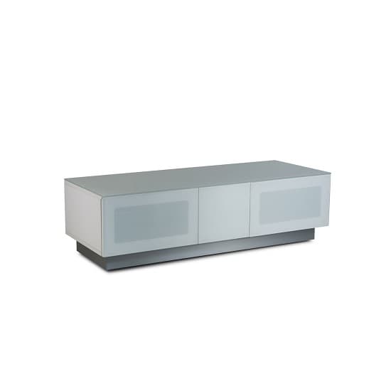 Crick LCD TV Stand In White With Two Glass Door_3