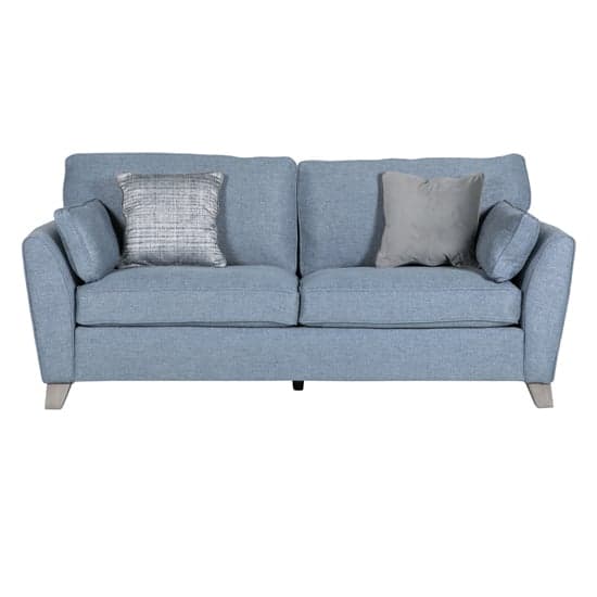 Castro Fabric 3 Seater Sofa In Blue With Cushions_2