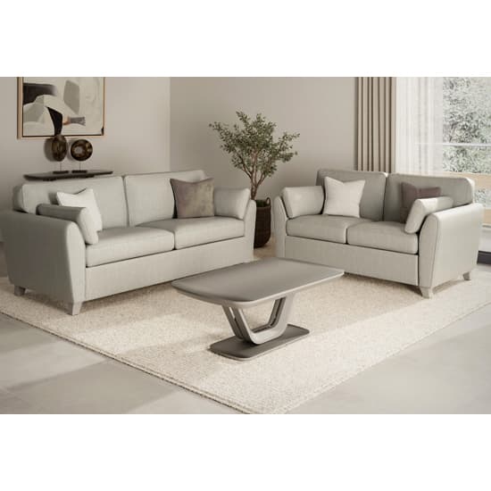 Castro Velvet Fabric 2 Seater Sofa In Light Grey_2