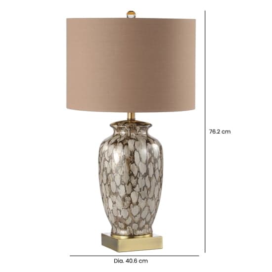 Catania Gold Linen Shade Table Lamp With Brown Patterned Ceramic Base_2