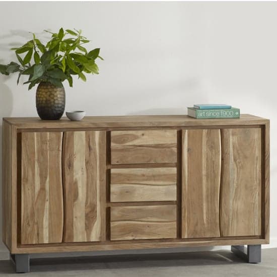 Catila Live Edge Wooden Sideboard In Oak With 2 Doors 3 Drawers_1