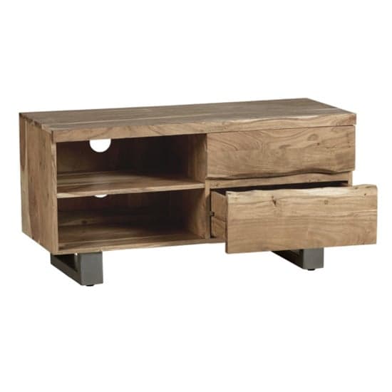 Catila Live Edge Wooden TV Stand In Oak With 2 Drawes_2