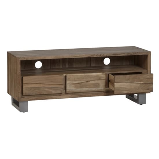 Catila Live Edge Wooden TV Stand In Oak With 3 Drawes_3
