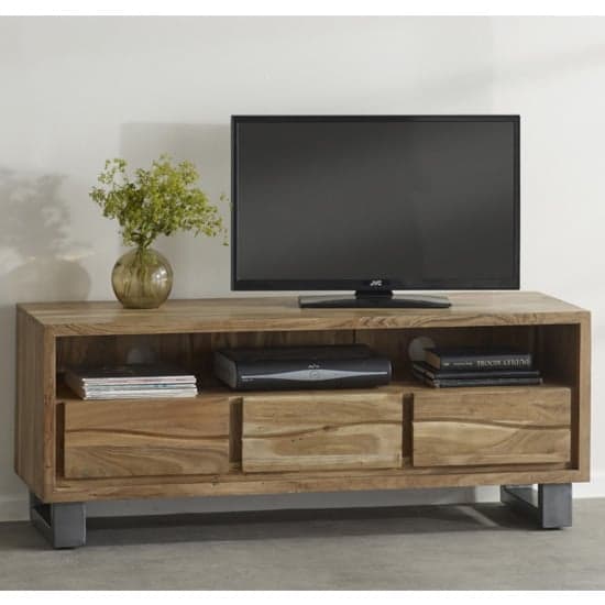 Catila Live Edge Wooden TV Stand In Oak With 3 Drawes_1
