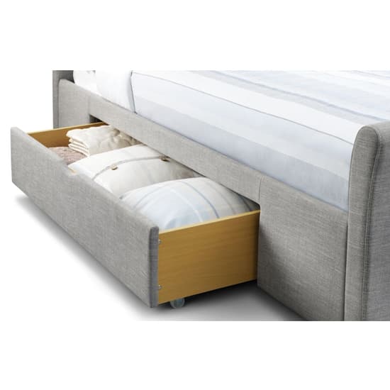 Cactus Linen Fabric King Size Bed In Light Grey With 2 Drawers_4