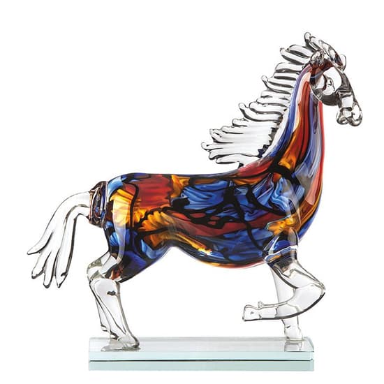 Cavallo Glass Horse Design Sculpture In Multicolor_2