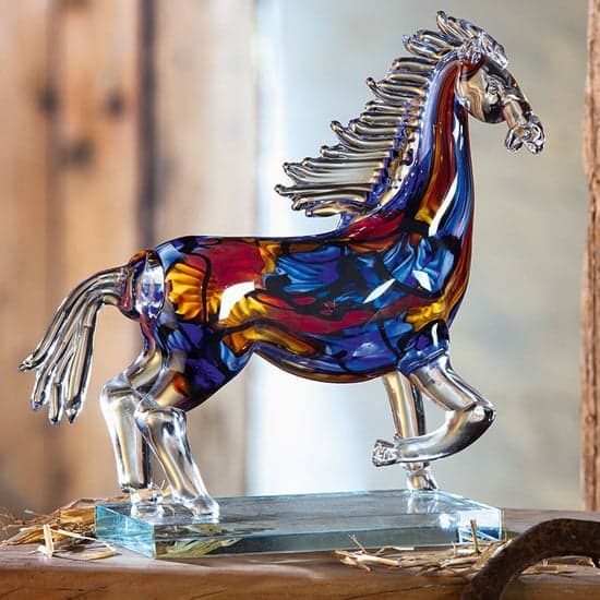 Cavallo Glass Horse Design Sculpture In Multicolor_1