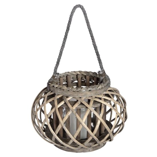 Cave Large Wicker Basket Lantern In Brown With Glass Hurricane_1