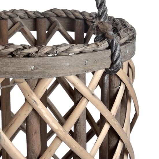 Cave Large Wicker Lantern In Brown With Glass Hurricane_2