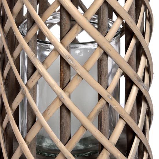 Cave Large Wicker Lantern In Brown With Glass Hurricane_3