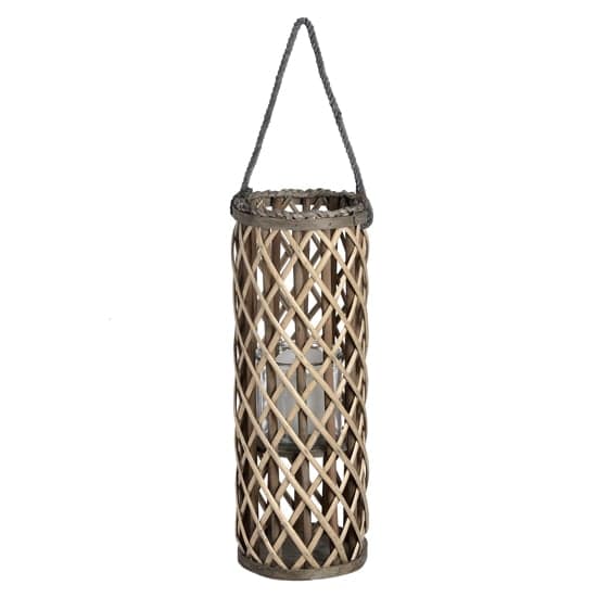 Cave Small Wicker Lantern In Brown With Glass Hurricane_1