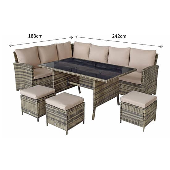 Caxias Corner Lounge Dining Sofa Set In Brown And Natural Weave_7