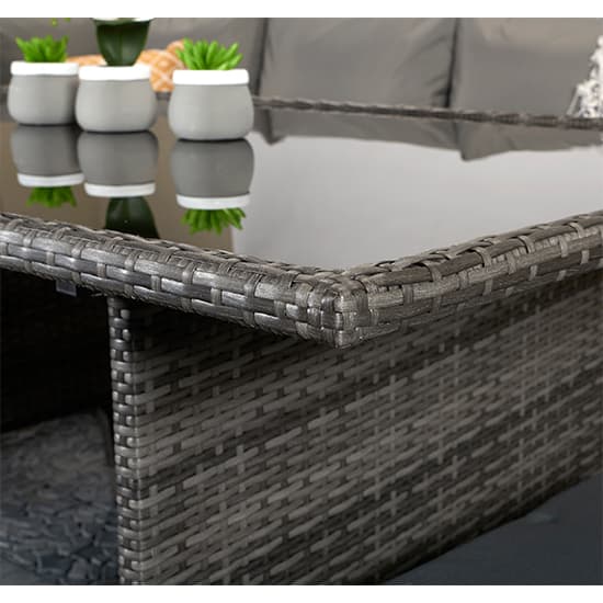 Caxias Corner Lounge Dining Sofa Set In Flat Grey Weave_5