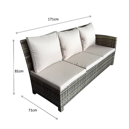 Caxias Corner Lounge Dining Sofa Set In Flat Grey Weave_8