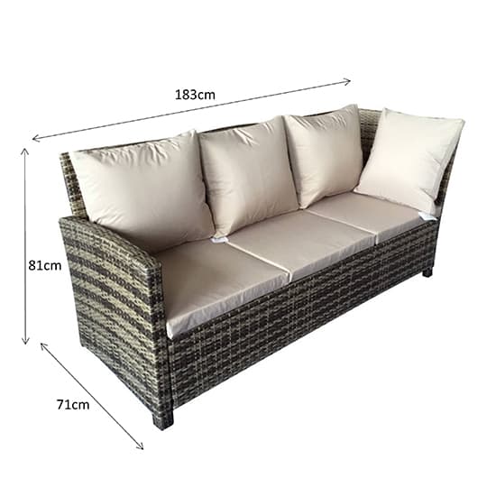 Caxias Corner Lounge Dining Sofa Set In Flat Grey Weave_9