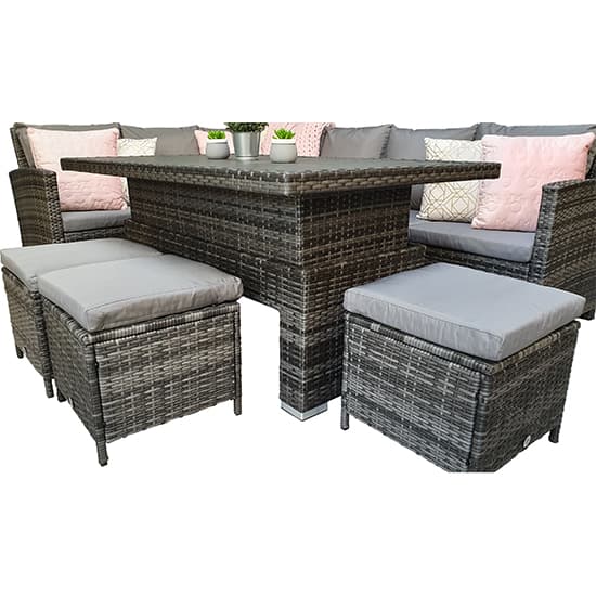 Caxias Corner Lounge Sofa Set With Liftup Dining Table In Grey_5