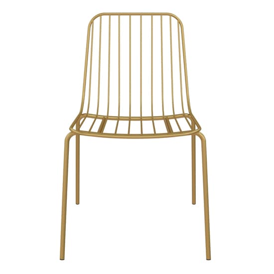 Cedar Gold Metal Wired Design Dining Chairs In Pair_3