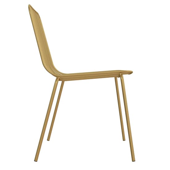 Cedar Gold Metal Wired Design Dining Chairs In Pair_4