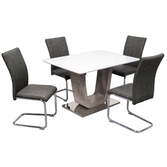 Ceibo High Gloss White Glass Fixed Dining Table_2
