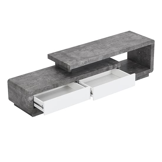 Celia High Gloss TV Stand In White And Concrete Effect_5