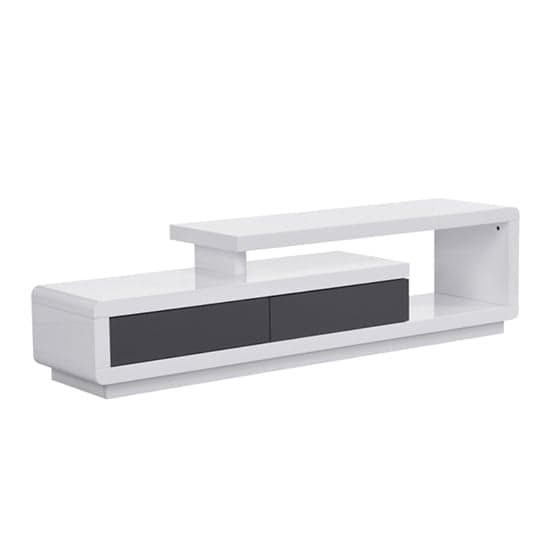 Celia High Gloss TV Stand With 2 Drawers In White And Grey_3