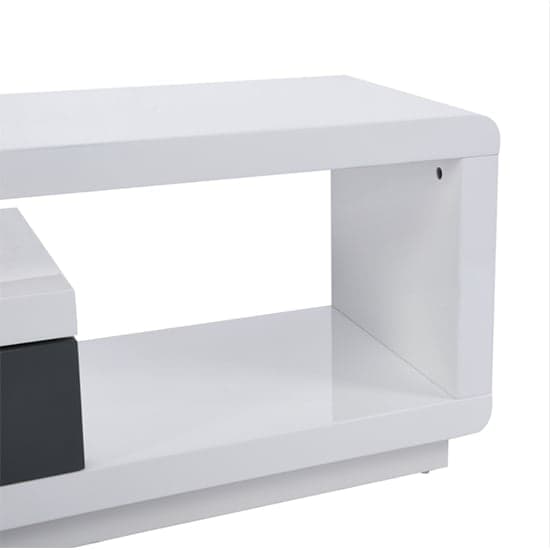 Celia High Gloss TV Stand With 2 Drawers In White And Grey_10