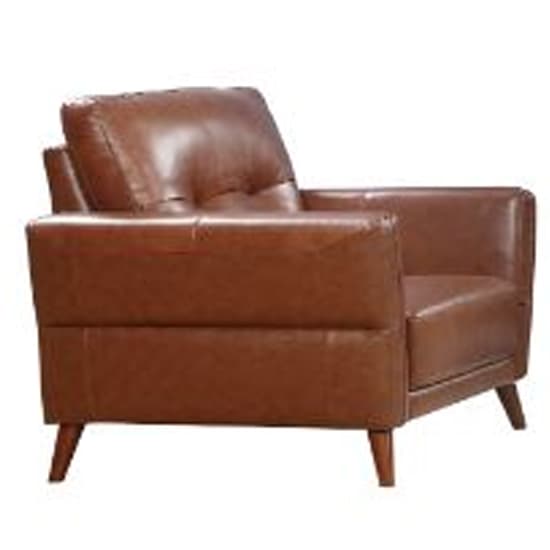 Celina Leather 1 Seater Sofa In Saddle With Tapered Legs_2